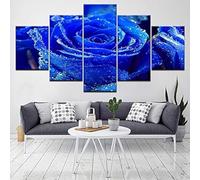 Tableau Multi Panneau 5 parties Tableau sur Toile,Fleur de rose bleue,tableau mural decoration salon moderne xxl,cadre,accroche cadre sans percer,Créatif Cadeau,200x100cm