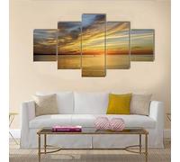 Tableau Multi Panneau 5 parties Tableau sur Toile,tableau mural decoration salon moderne xxl,cadre,accroche cadre sans percer,Coucher de soleil sur le lac Ontario Rochester,Créatif Cadeau,200x100cm