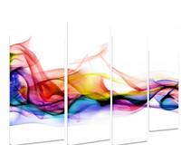 Tableau - Multi Split Panneau Art Art Sur Toile - Abstrait Fumée Multicolore Fond Blanc Swirl lisse - Art Depot sortie - 4 Panneau - 101 cm x 71 cm (101,6 x 71,1 cm)