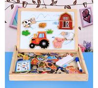 Tableau Multifonction En Bois Pour Enfants, Puzzle Magnétique, Tableau Blanc, Tableau Noir, Chevalet De Dessin, Jouets Artistiques