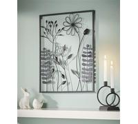 tableau mural 3D "Black Flowers" en métal, 43x58 cm, en noir mat noble, décoration murale, ornement mural
