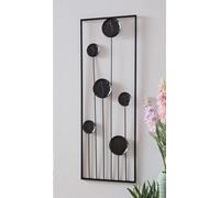 tableau mural 3D "Black Flowers" en métal, noir, 30x85 cm, déco murale, décoration murale, tableau métallique