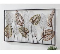 tableau mural 3D "Feuilles" en métal, 99x56 cm, tableau métallique, décoration murale, décoration murale
