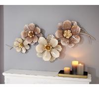 tableau mural 3D "Fleurs" en métal, 112x52 cm, décoration murale, décoration métallique
