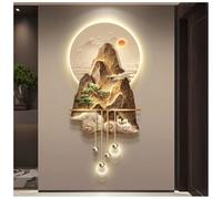 Tableau Mural 3D Paysage Avec LED, Décoration Orientale, Peinture Murale Traditionnelle Chinoise, Alimentation Secteur, Grand Tableau Décoratif Pour Entrée, Couloir Ou Chambre(B,50x120cm/19.7x47.2in)
