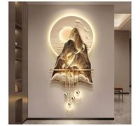 Tableau Mural 3D Paysage Avec LED, Décoration Orientale, Peinture Murale Traditionnelle Chinoise, Alimentation Secteur, Grand Tableau Décoratif Pour Entrée, Couloir Ou Chambre(C,60x130cm/23.6x51.2in)