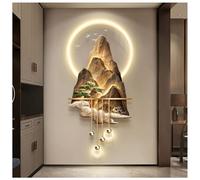 Tableau Mural 3D Paysage Avec LED, Décoration Orientale, Peinture Murale Traditionnelle Chinoise, Alimentation Secteur, Grand Tableau Décoratif Pour Entrée, Couloir Ou Chambre(A,60x130cm/23.6x51.2in)