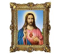 Tableau mural 56 x 46 cm Dieu Jésus-Christ Cœur Tableau mural avec cadre baroque Tableau sacré 50B