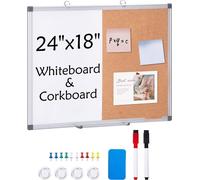 Tableau mural 60x45 cm - Whiteboard, Tableau en liège, Tableau d'affichage & Memoboard - Tableau combiné pour l'école et le bureau