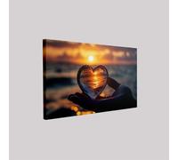 Tableau mural Amour Coucher de soleil Mer 50 x 40 cm Toile décorative moderne Brun Impression HD Décoration murale salon chambre salle de bain