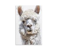 Tableau Mural, Animaux Poster, Portrait D'Alpaga Blanc Mignon, Impression Artistique Pour Déco Maison, Cadeau Amoureux Des Animaux - Tableau Toile Haute Résolution, Cadeau 12x18inch(30x45cm)