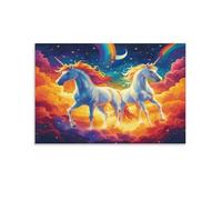 Tableau mural arc-en-ciel et licornes pour salon, décoration moderne pour la maison, 40 x 60 cm