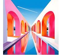 Tableau Mural Architecture Abstraite Colorée CEANOTHE - 90x90 cm - Architecture