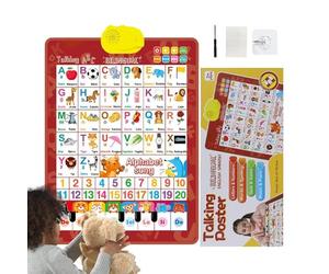 Tableau mural avec alphabet bilingue anglais et espagnol - Lettres interactives parlantes, chiffres 123 et affiche musicale pour tout-petits et adolescents de 1 à 5 ans | Jouet éducatif pour