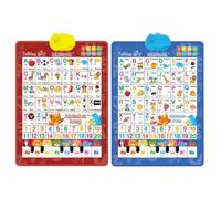 Tableau mural avec alphabet, jouet parlant bilingue interactif - Poster avec alphabet électronique musical espagnol et anglais | Pour de 3 à 8 ans, salle de classe, maternelle, maison, école M