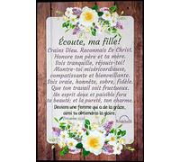 Tableau mural chrétien en bois ÉCOUTE MA FILLE Message spirituel Verset biblique en français Anniversaire mariage noël Cadeau original pour elle fille demoiselle ado femme chrétienne Proverbes 11:16