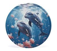 Tableau mural circulaire en fer de 30 x 30 cm - Motif dauphins amoureux - Art rond à suspendre - Décoration murale moderne pour la maison, la salle de bain