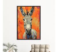 Tableau mural coloré représentant un âne, portrait d'animal de ferme, peinture à l'huile sur toile, pour une décoration de cuisine rustique et vibrante, 50 x 75 cm, sans cadre