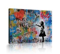 Tableau mural cœur rouge graffiti art abstrait 40x50cm | La vie est pleine d’espoir affiche en toile encadrée en bleu pour cadre intérieur du salon et de la chambre