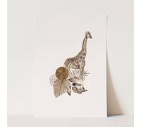 Tableau mural décoratif - Motif girafe - Doré - Tons de terre - Sans cadre - Format A3