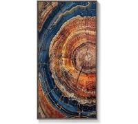 Tableau mural des anneaux d'arbre, œuvre d'art vintage sur toile représentant une souche de bois de ferme, impression de peinture d'anneaux décoration intérieure (80 x 160 cm/cadre intérieur)