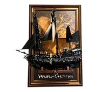 Tableau mural en acrylique compatible avec Lego 10365 - Motif bateau pirate - Noir nacré - Idées cadeaux - Cadre mural pour amateurs de Lego (modèle non inclus) (style basique)