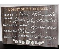 Tableau mural en bois à message spirituel chrétien L'OBJET DE NOS PENSÉES selon Dieu Verset biblique en français Anniversaire mariage noël Cadeau original homme femme mari papa maman Philippiens 4:8