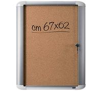 Tableau mural en liège avec porte battante, cadre en aluminium pour intérieur avec fermeture à clé, format intérieur 67 x 62 cm (6 x A4)