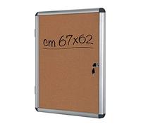 Tableau mural en liège avec porte battante, cadre en aluminium pour intérieur avec fermeture à clé, format intérieur 67 x 62 cm (6 x A4)