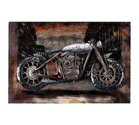 Tableau mural en métal, motif de moto, 60 x 40 cm, en relief, pièce unique, faite à la main, motif de moto