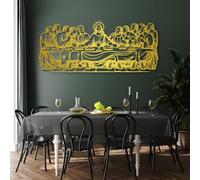 Tableau Mural en métal Noir représentant la Cène, décoration Religieuse chrétienne en métal, œuvre d'art pour Salle à Manger, Salon, Chambre, Couloir et escalier, Style Nature (Noir, 135 cm)
