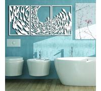Tableau Mural en métal Noir représentant Un Banc de Poissons, Sculpture Murale Moderne sur Le thème de la pêche, idéale pour Le Salon, la Chambre, Le Couloir ou Toute Autre pièce de la maiso
