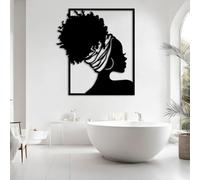 Tableau Mural en métal représentant Une Femme Noire Africaine, Sculpture Moderne d'art Afro-américain, idéal pour Le Salon, la Chambre, Le Couloir et Les escaliers (Noir, 61 x 53 cm).