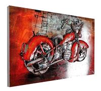 Tableau mural en métal unique en relief 3D Chopper Carte de cheval de fer Rouge 140 x 70 x 6 cm