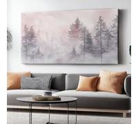 Tableau mural en toile imprimée, aquarelle abstraite représentant une forêt, poster en toile rose et grise, 91 x 61 cm, pour le salon, la chambre, le bureau ou la décoration murale, sans cadre