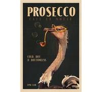 Tableau mural encadré autruche Prosecco Café la Notte 65x97 cm CEANOTHE Décoration Murale Art Décoratif Muraux Peinture Imprimée en HD Salon Chambre Bureau Fabriqué en France Noir