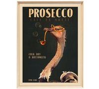 Tableau mural encadré CEANOTHE Autruche Prosecco Vintage 60x80 cm Marron Marron