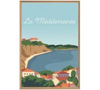 Tableau mural encadré mer méditerrannée 65x97 cm CEANOTHE Décoration Murale Art Décoratif Muraux Peinture Imprimée en HD Salon Chambre Bureau Fabriqué en France Bleu G