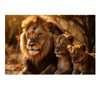 Tableau mural famille lion CEANOTHE - 45x65 cm - Animaux