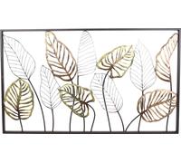 Tableau mural "Feuilles" en métal, 99 x 56 cm, tableau métallique, décoration murale