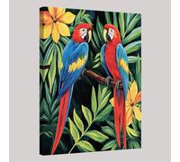 Tableau mural fleur de perroquet des forêts Impression sur toile 60x40 cm Peinture moderne décorative avec cadre bois Décoration intérieure salon chambre restaurant café