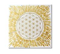 Tableau mural Fleur de vie en or « Light » - peint à la main - Dimensions : 50 x 50 cm - Fleur de vie en or peint avec peinture acrylique - Toile tendue sur châssis carré | Fabriqué en Allemagne