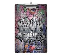 Tableau mural graffiti grunge, plusieurs paysages urbains souterrains inquiétants, bloc-notes en acrylique format lettre, pince métallique, tableau d'écriture robuste, porte-documents en plastique ri