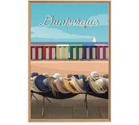 Tableau mural illustration cabines plage de Dunkerque CEANOTHE 65x97 cm Multicolore - Fabriqué en France Multicolore G