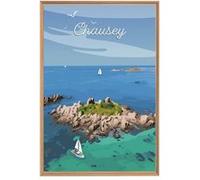 Tableau mural illustration île de Chausey CEANOTHE 65x97 cm Bleu - Fabriqué en France Bleu G