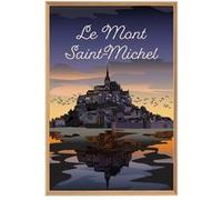 Tableau mural illustration Mont-Saint-Michel sunset CEANOTHE 30x45 cm Violet - Fabriqué en France Violet G