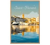 Tableau mural illustration Saint-Florent CEANOTHE 65x97 cm Bleu - Fabriqué en France Bleu G