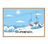 Tableau mural illustration télésiège Pyrénées CEANOTHE 65x97 cm Blanc - Fabriqué en France Blanc G