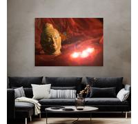 Tableau mural LED lumineux, décoration murale, impression d'art Bouddha avec éclairage, piles, 3 ampoules LED, LxH 45x30 cm