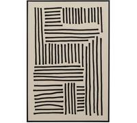 Kare Design Artistic Line Impression sur toile murale Noir/blanc Tableau mural avec cadre peint à la main Peinture à l'huile abstraite moderne pour salon, chambre à coucher, couloir 113 x 73 cm (L x